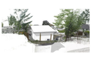Point cloud scanning workshop projects as seen from neighbors above