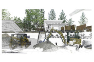 Point cloud scanning of a workshop view from patio