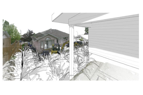 Point cloud scanning view from workshop to the existing home